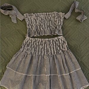 Black and White Gingham Two-Piece Set